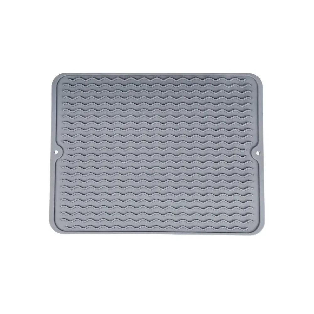 Silicone Dish Drying Mat Gray Heat Resistant Kitchen Counter Mat BPA Free